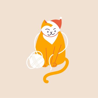クリスマスかわいい猫イラスト プレミアムベクター クリスマスかわいい猫イラスト プレミアムベクター