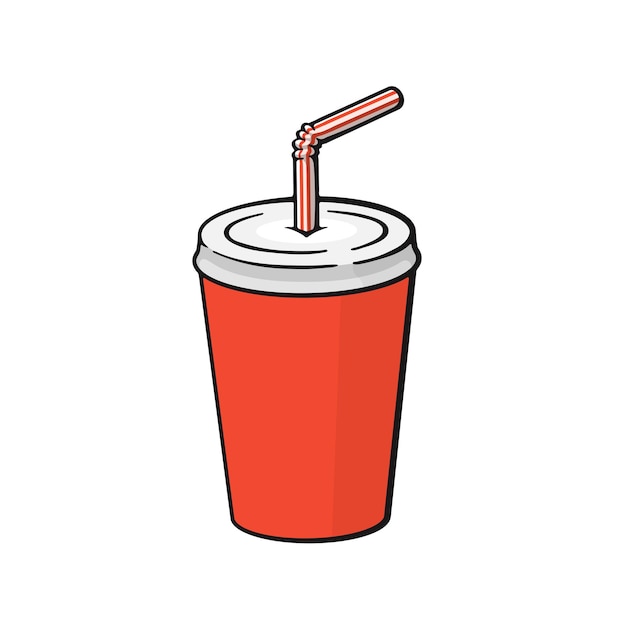 ベクトルイラスト炭酸飲料とソーダとストローの使い捨て紙コップダイスボックス プレミアムベクター