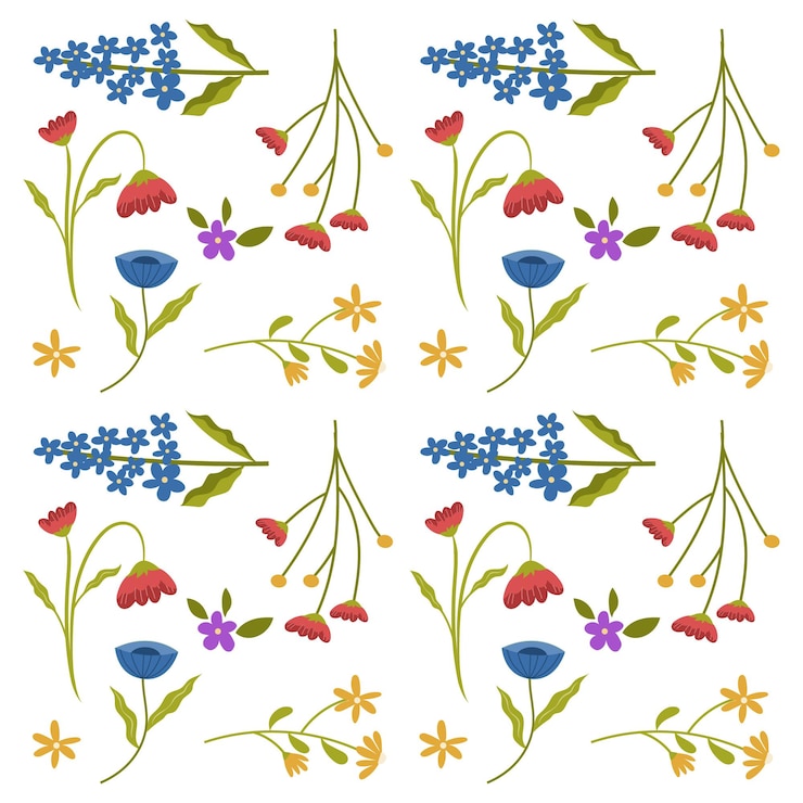 Free Vector vector illustration floral elements seamless pattern