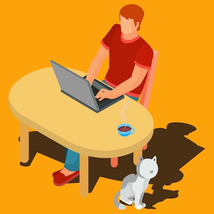 Free Vector vector illustration of a freelance worker.