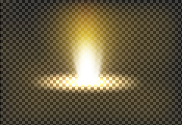 Vector illustration of a golden light ray, a light beam