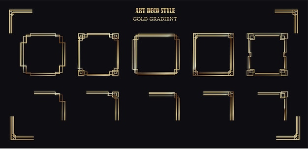 Vector illustration golden vintage frame corners in art deco style