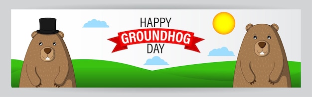 Vector illustration of happy groundhog day greeting