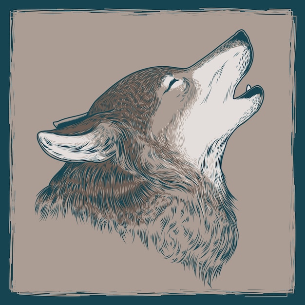 Vector illustration of a howling wolf