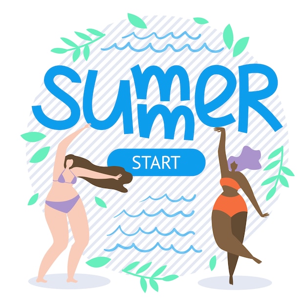 Vector Illustration is Written Summer Start Flat.