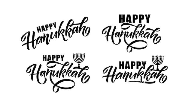 Vector illustration of lettering typography for hanukkah jewish holiday icon badge poster banner sig