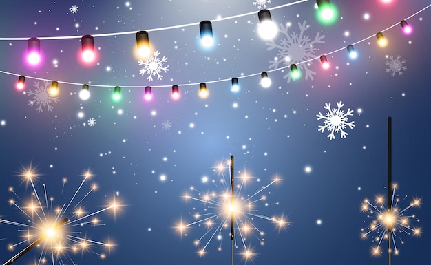 Vector illustration of a light garland on a transparent background