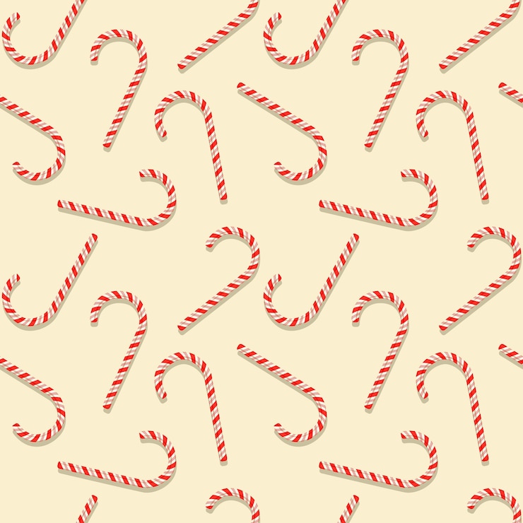 Free Vector vector illustration  lollipop seamless pattern with candy canes