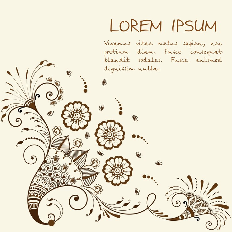 Free Vector vector illustration of mehndi ornament. traditional indian style, ornamental floral elements for henna tattoo, stickers, mehndi and yoga design, cards and prints. abstract floral vector illustration.