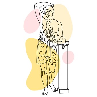 立っている​女性​の​アンティーク像​の​ベクトル図​古代​ギリシャ​の​彫刻​の​線画