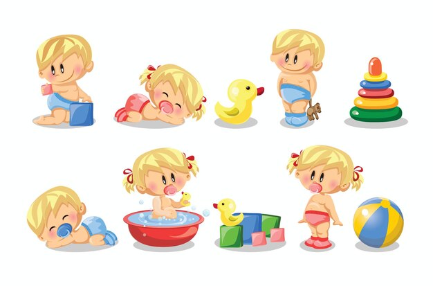 別の表現でかわいい赤ちゃんのベクトルイラスト プレミアムベクター