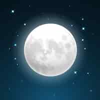 Бесплатное векторное изображение Векторная иллюстрация полной луны крупным планом и вокруг звезд