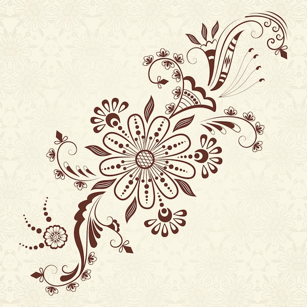 Download Free Vector Illustration Of Mehndi Ornament Traditional Indian Style Ornamental Floral Elements For Henna Tattoo Stickers Mehndi And Yoga Design Cards And Prints Abstract Floral Vector Illustration Svg Dxf Eps Png