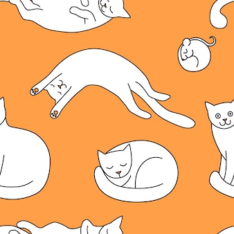 Векторная иллюстрация бесшовные модели с кошками и мышками