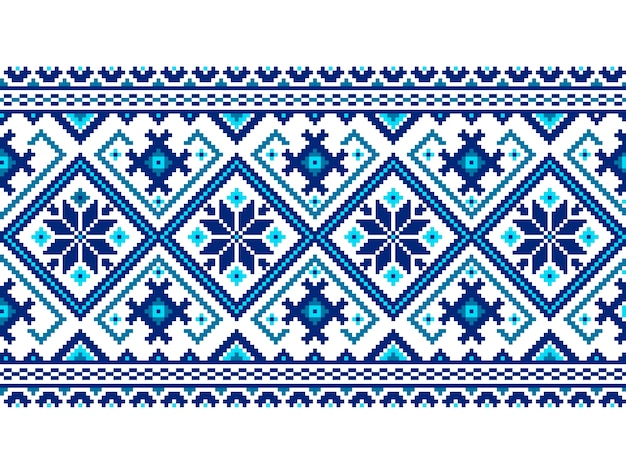 ウクライナの民間のシームレスなパターンの装飾のベクトル図。エスニック飾り。境界要素。伝統的なウクライナ語、ベラルーシ語の民族芸術ニット刺繍パターン -  vyshyvanka