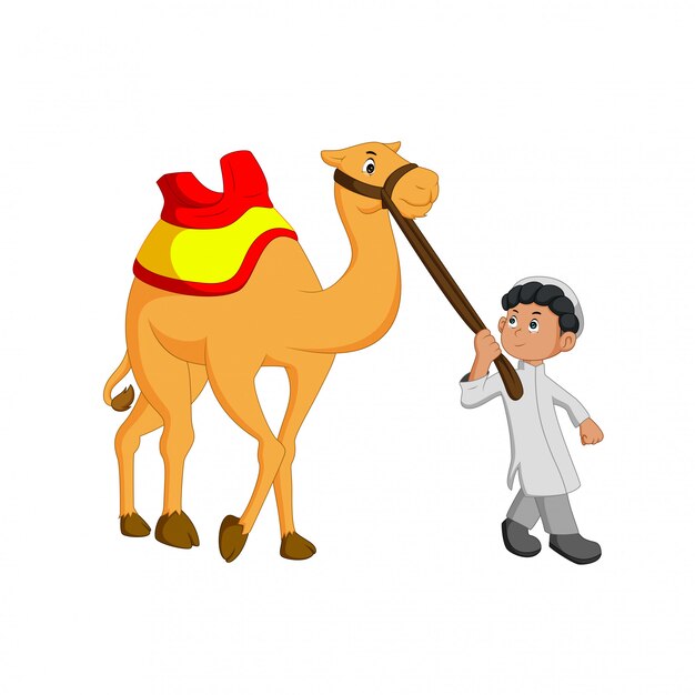 かわいい面白いラクダのイラスト プレミアムベクター