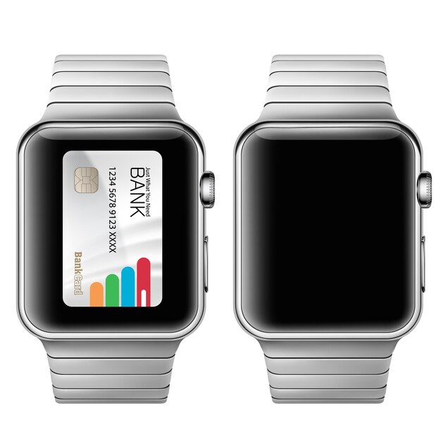 Векторная иллюстрация в реалистичном стиле концепция электронных платежей с помощью приложения на ваши наручные часы.