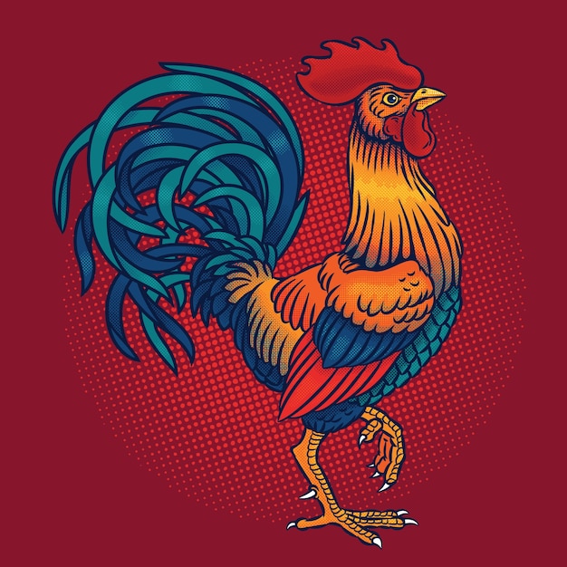 Vector illustration of a rooster