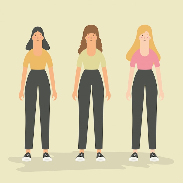 Vector illustration. Set of female avatar characters in flat design.