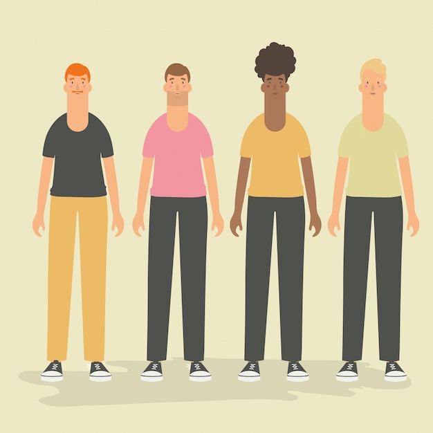 Free vector vector illustration. set of male avatar characters.