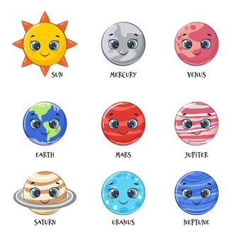 惑星の銀河のイラストアイコン漫画の火星 水星や金星と土星のリング 無料のベクター 惑星の銀河のイラストアイコン漫画の火星 水星や金星と土星のリング 無料のベクター