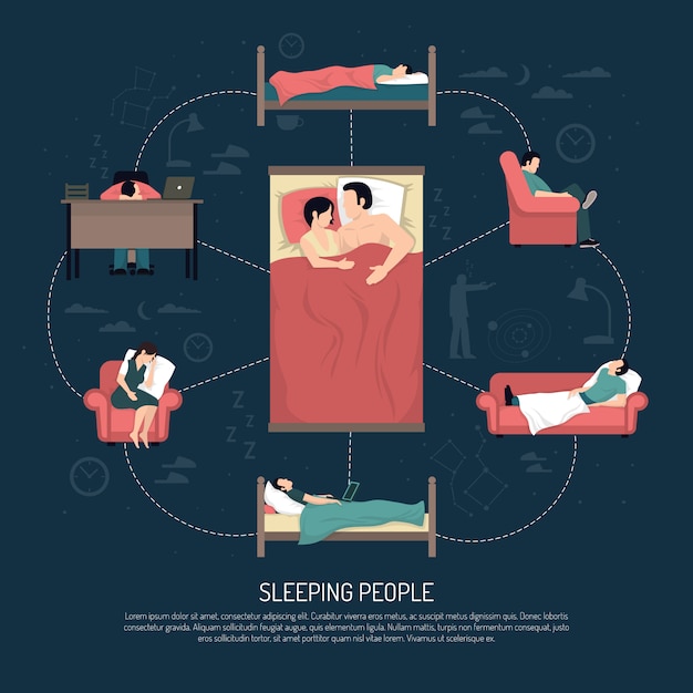 Free vector vector illustration of sleeping people