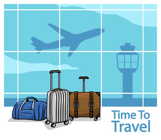 Vector illustration of suitcase on airport