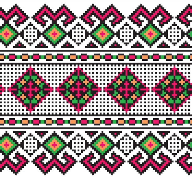 Illustrazione vettoriale di ornamento popolare ucraino narrativa senza saldatura. ornamento etnico. elemento di bordo. tradizionale ucraino, arte popolare bielorussa lavorato a maglia modello di ricamo - vyshyvanka