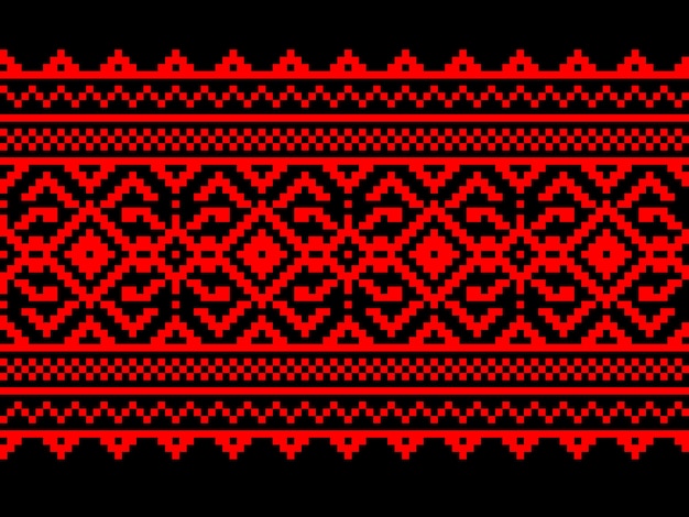 Vector illustration of Ukrainian folk seamless pattern ornament. Ethnic ornament. Border element. Traditional Ukrainian, Belarusian folk art knitted embroidery pattern - Vyshyvanka