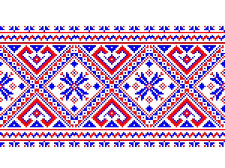 Free Vector vector illustration of ukrainian folk seamless pattern ornament. ethnic ornament. border element. traditional ukrainian, belarusian folk art knitted embroidery pattern - vyshyvanka