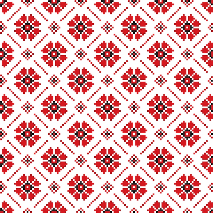 Free Vector vector illustration of ukrainian folk seamless pattern ornament. ethnic ornament. border element. traditional ukrainian, belarusian folk art knitted embroidery pattern - vyshyvanka