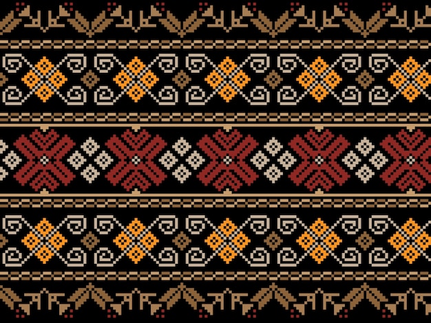 ウクライナの民間のシームレスなパターンの装飾のベクトル図。エスニック飾り。境界要素。伝統的なウクライナ語、ベラルーシ語の民族芸術ニット刺繍パターン -  Vyshyvanka