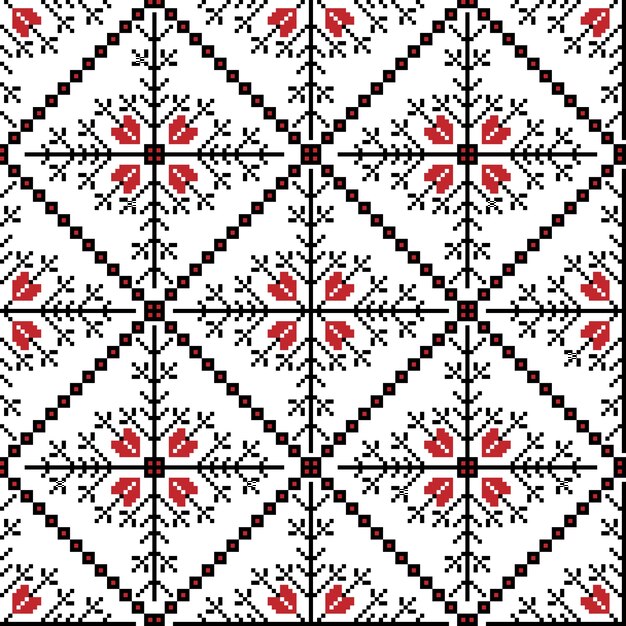 Vector illustration of Ukrainian folk seamless pattern ornament. Ethnic ornament. Border element. Traditional Ukrainian, Belarusian folk art knitted embroidery pattern - Vyshyvanka