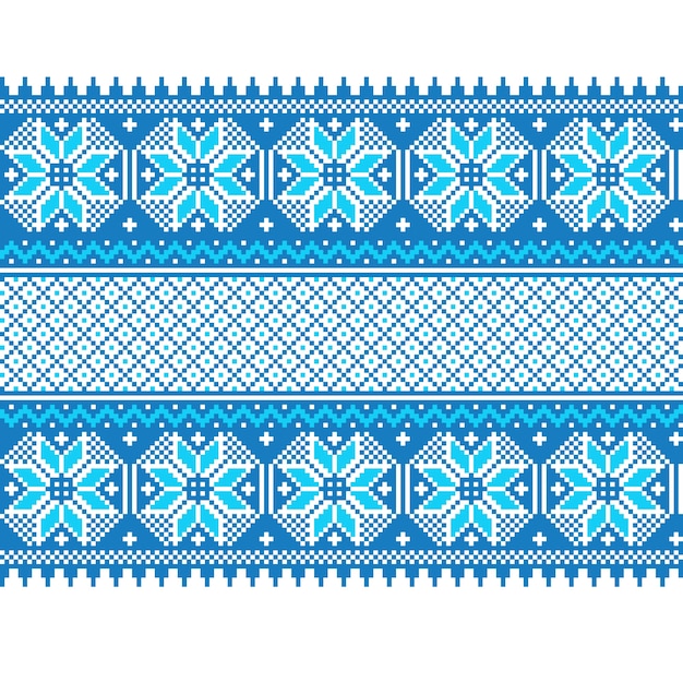 Vector illustration of Ukrainian folk seamless pattern ornament. Ethnic ornament. Border element. Traditional Ukrainian, Belarusian folk art knitted embroidery pattern - Vyshyvanka