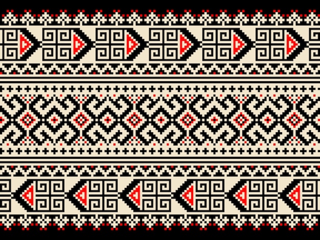 Vector illustration of Ukrainian folk seamless pattern ornament. Ethnic ornament. Border element. Traditional Ukrainian, Belarusian folk art knitted embroidery pattern - Vyshyvanka