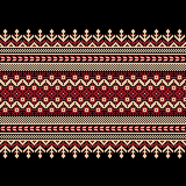 Vector illustration of Ukrainian folk seamless pattern ornament. Ethnic ornament. Border element. Traditional Ukrainian, Belarusian folk art knitted embroidery pattern - Vyshyvanka