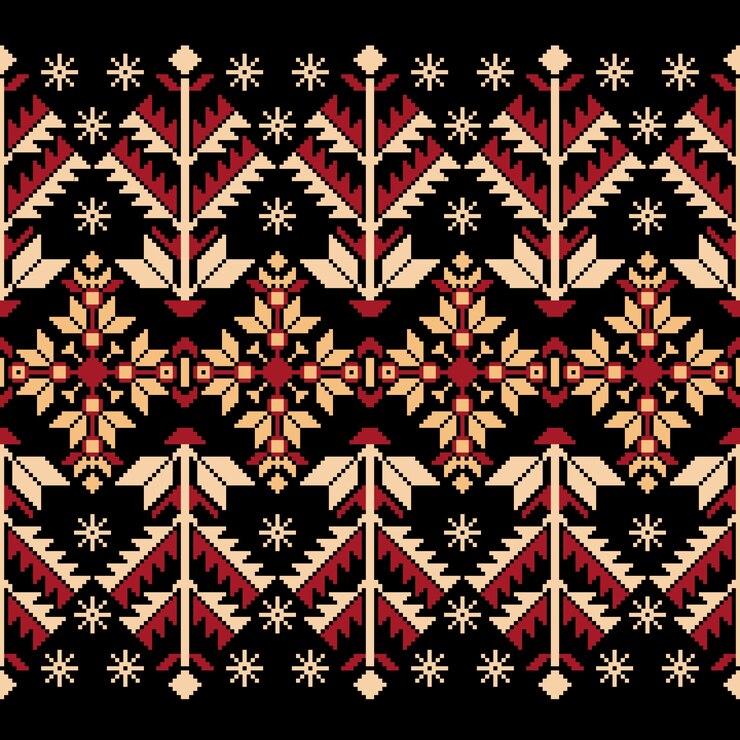 Free Vector vector illustration of ukrainian folk seamless pattern ornament. ethnic ornament. border element. traditional ukrainian, belarusian folk art knitted embroidery pattern - vyshyvanka