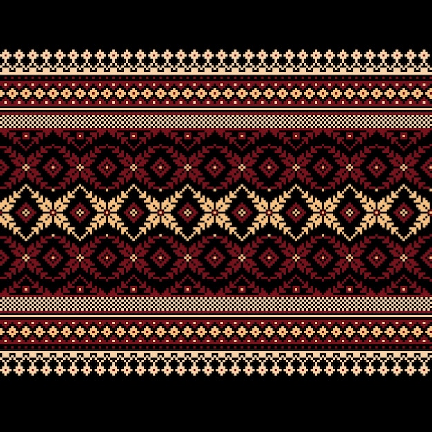 Vector illustration of Ukrainian folk seamless pattern ornament. Ethnic ornament. Border element. Traditional Ukrainian, Belarusian folk art knitted embroidery pattern - Vyshyvanka