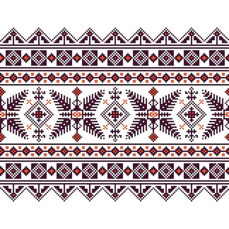 Free Vector vector illustration of ukrainian folk seamless pattern ornament. ethnic ornament. border element. traditional ukrainian, belarusian folk art knitted embroidery pattern - vyshyvanka