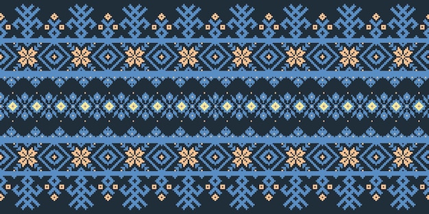 Vettore gratuito illustrazione vettoriale di ornamento popolare ucraino senza cuciture ornamento etnico elemento di confine tradizionale ucraino bielorusso arte popolare maglia ricamo motivo vyshyvanka