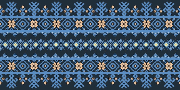 Vector illustration of Ukrainian folk seamless pattern ornament Ethnic ornament Border element Traditional Ukrainian Belarusian folk art knitted embroidery pattern Vyshyvanka