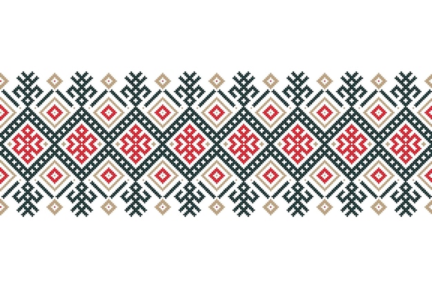 Illustrazione vettoriale di ornamento popolare ucraino senza cuciture ornamento etnico elemento di confine tradizionale ucraino bielorusso arte popolare maglia ricamo motivo vyshyvanka