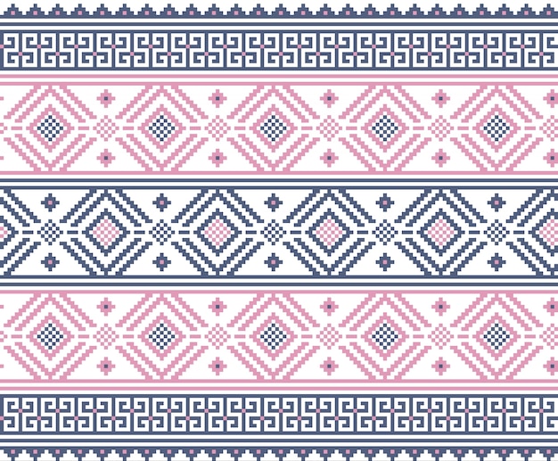 Vector illustration of Ukrainian folk seamless pattern ornament. Ethnic ornament. Border element. Traditional Ukrainian, Belarusian folk art knitted embroidery pattern - Vyshyvanka