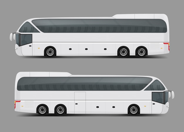 Vector illustration of a white bus in a realistic style