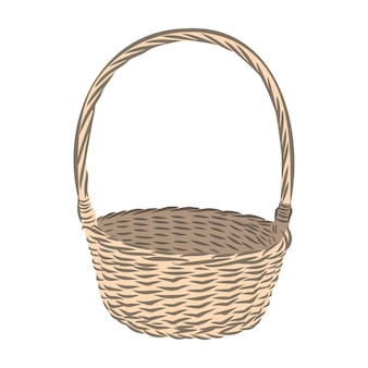 Vector illustration of wicker basket on white background