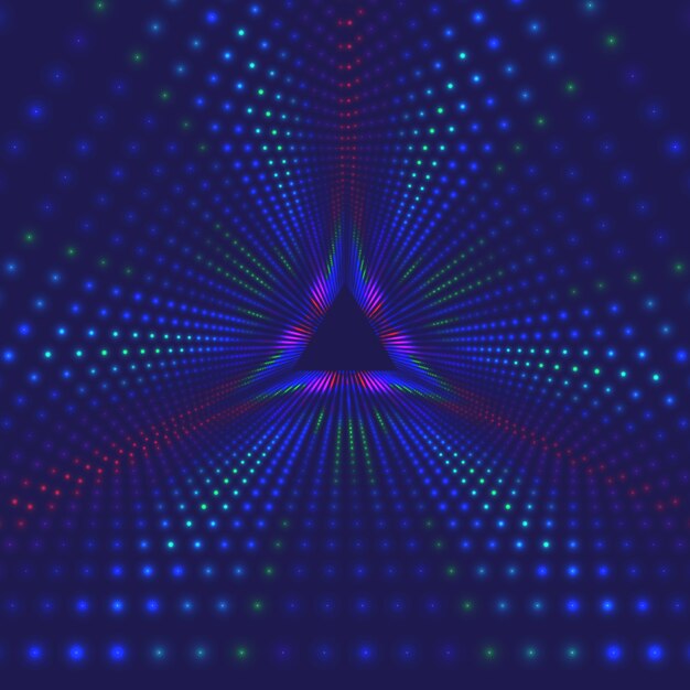 Vector infinite triangular tunnel of shining flares
