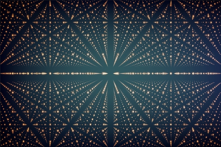 Free Vector vector infinity data visualization. big data structure with binary numbers lattice. information code array representation. cryptographic analysis. bitcoin blockchain transfer.