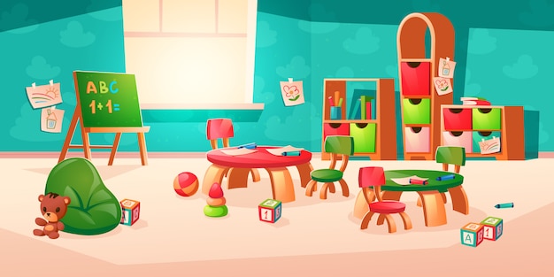 Free vector vector interior of room in montessori kindergarten