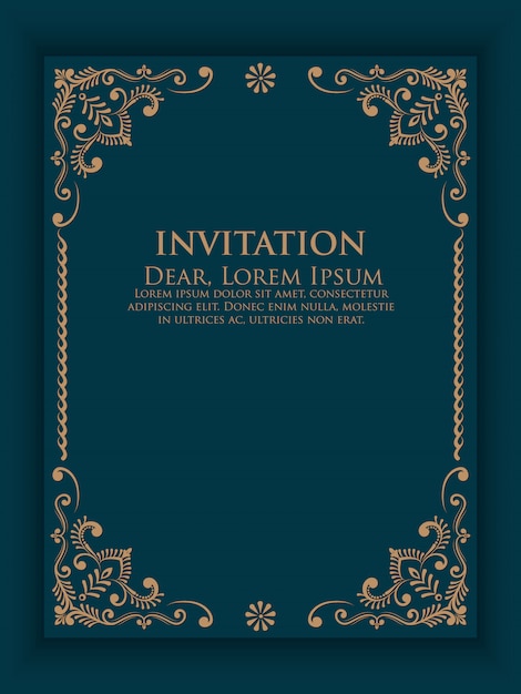 無料ベクター ベクトルの招待状、民族のアラベスク要素を持つカード。