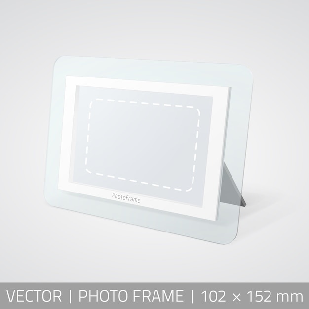ベクトル隔離されたフォトフレームの視点で。現実的な写真のフレームは、影で表面に立っています。